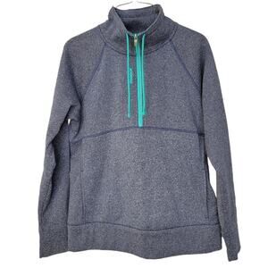 REEBOK Heathered Blue Half Zip Collared Pullover Sweater Women Sz M